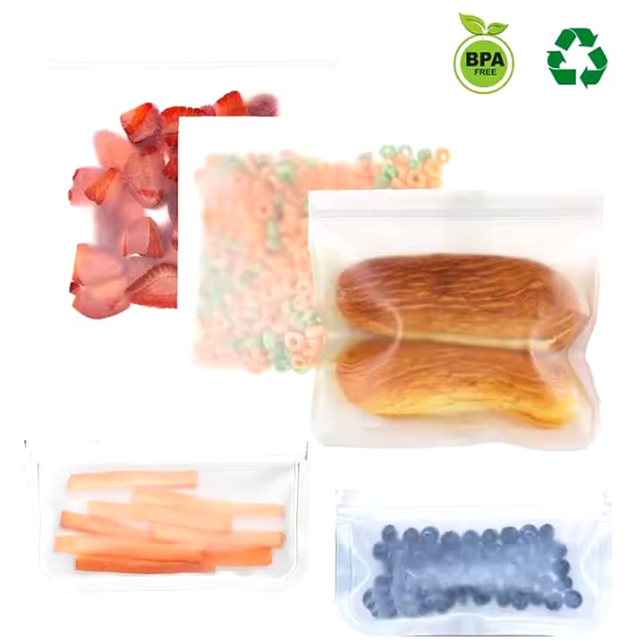 Sacs Alimentaires Réutilisables et Écologiques en PEVA - Personnalisables