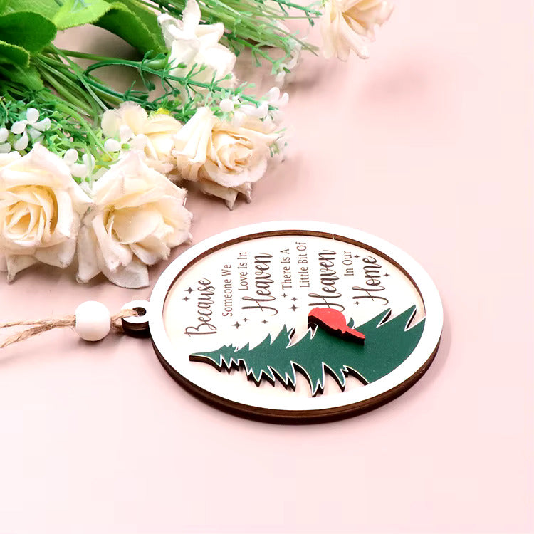 Ornement de Noël Commémoratif en Bois Gravure UV