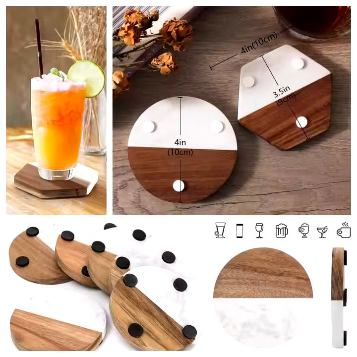 Sous-verres en Acacia et Marbre